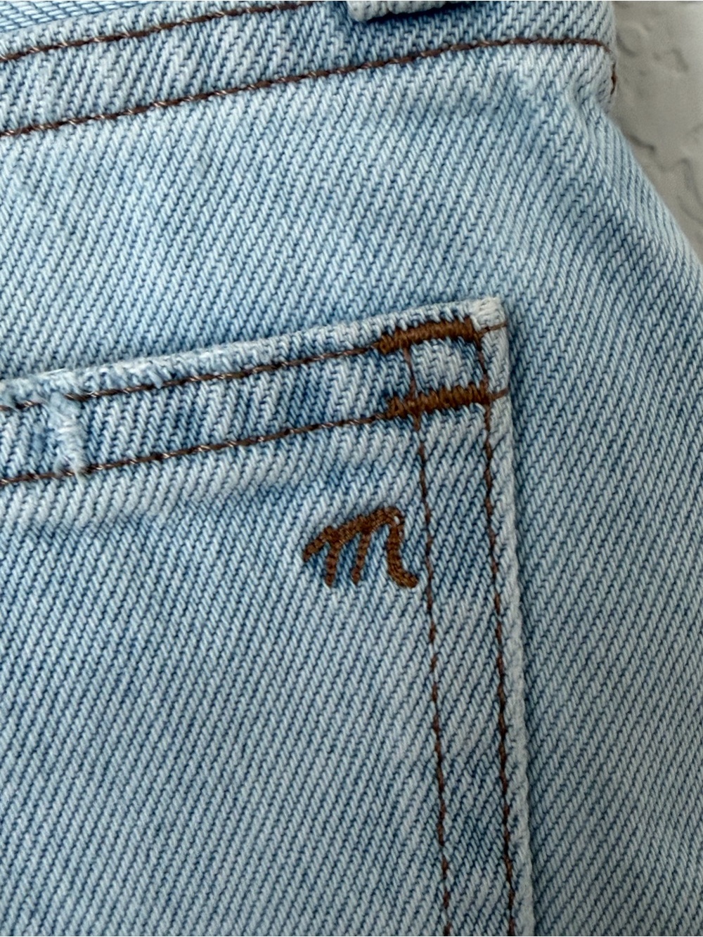 Madewell Light Blue Frayed Hem High-Rise Denim Shorts - Picture 6 of 9